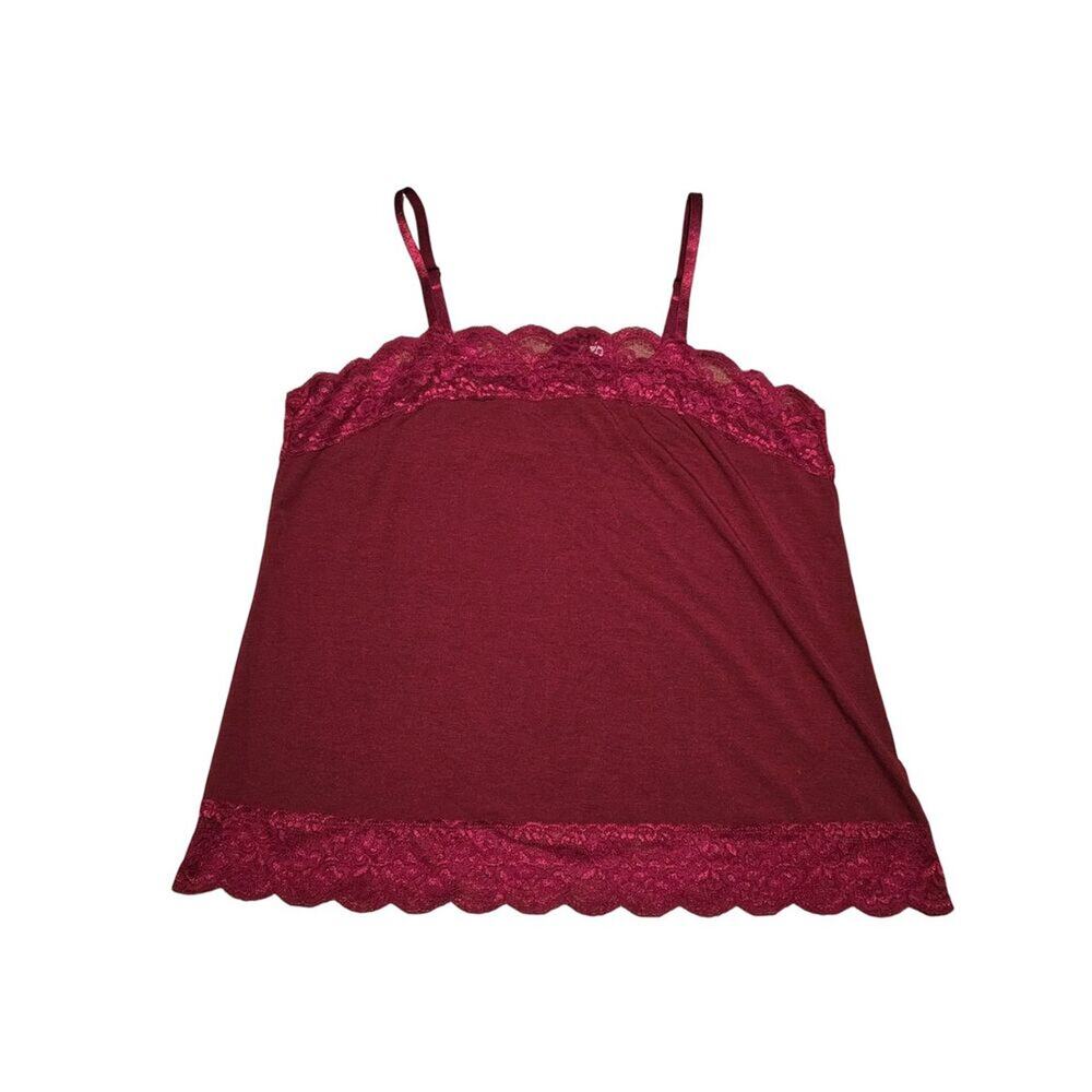 Cato Women 18/20W Red Lace Trim Cami Y2K Fairy Essential Boho Feminine Romantic
